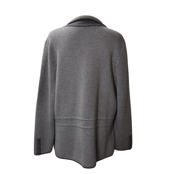 Talbots Plus 1X Merino Wool Gray Herringbone Knit Blazer Jacket Coat Soft Layer - Picture 5 of 7